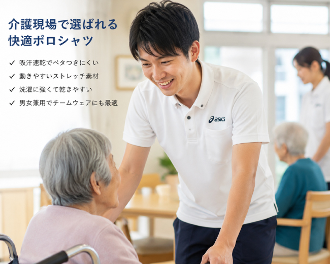 半額SALE】ASICS 医療・介護向け吸汗速乾ポロシャツ 男女兼用 ホワイト 半額SALE】ASICS 医療・介護向け吸汗速乾ポロシャツ 男女兼用 ホワイト