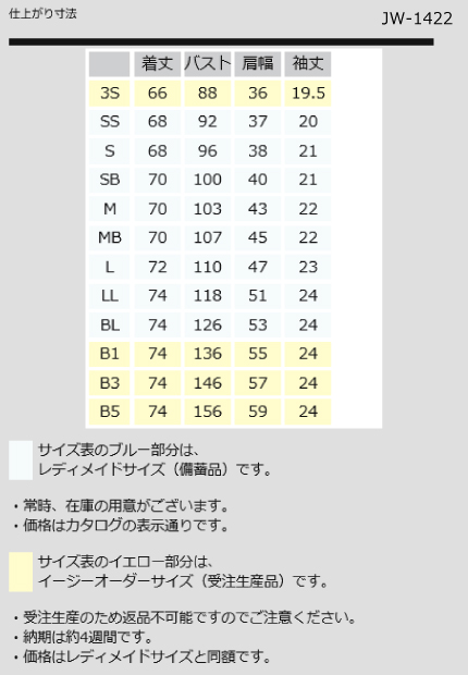 ナガイレーベン　ナースウェア　イージーオーダーサイズ