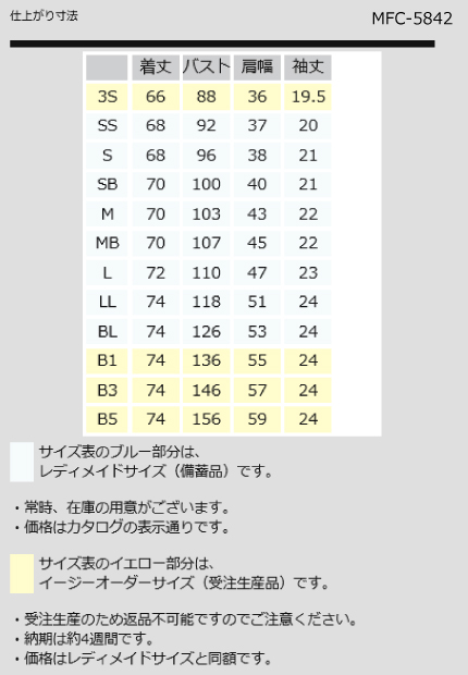 ナガイレーベン　ナースウェア　イージーオーダーサイズ