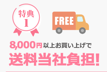 特典1 5000円以上お買い上げで配送料無料!